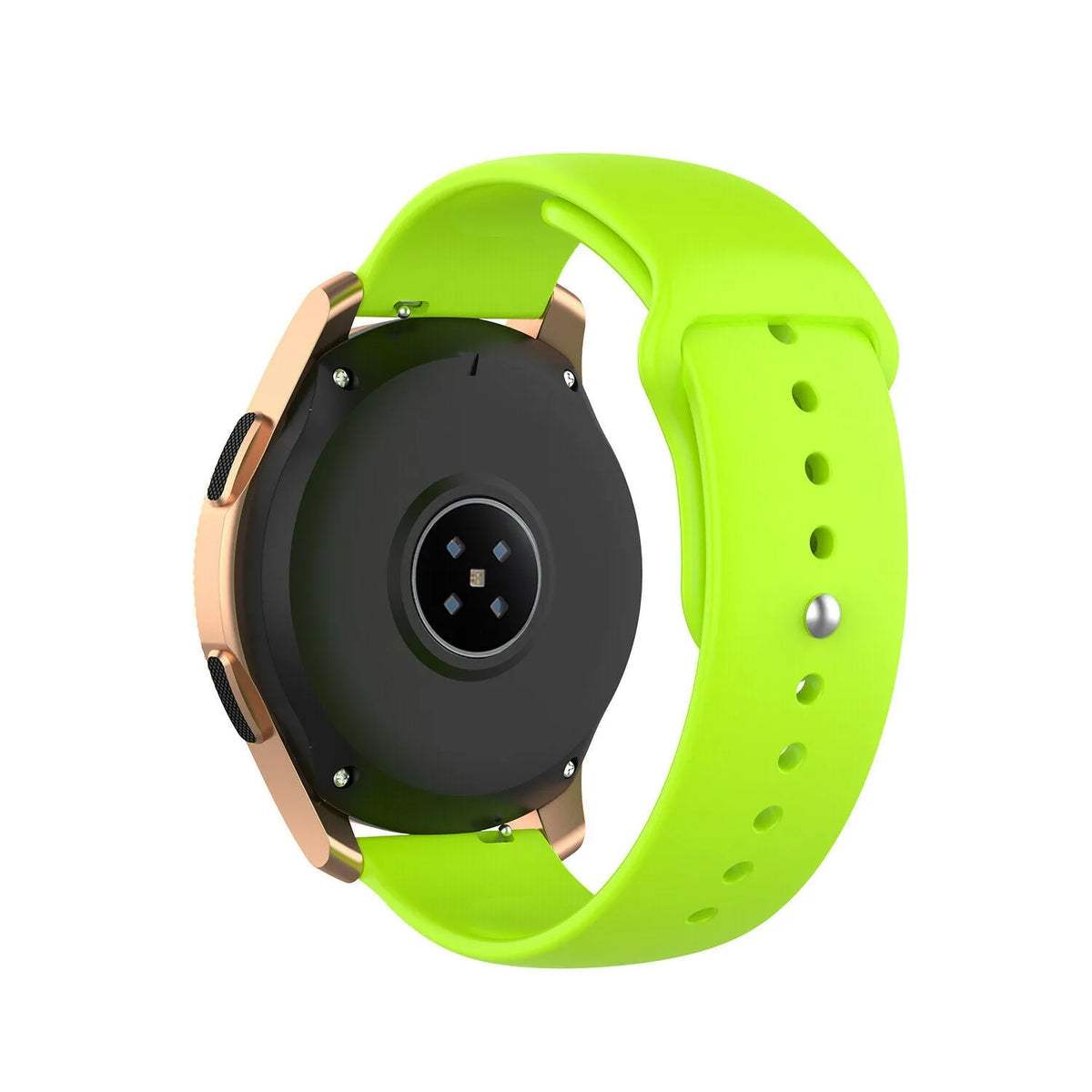 Silicone Sport Strap, light green, on a watch, 3/4 rear view