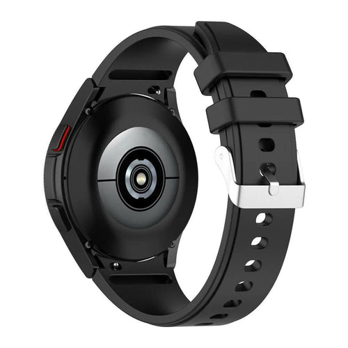 Silicone Strap 'Perfect Fit', black, on a watch, 3/4 rear view