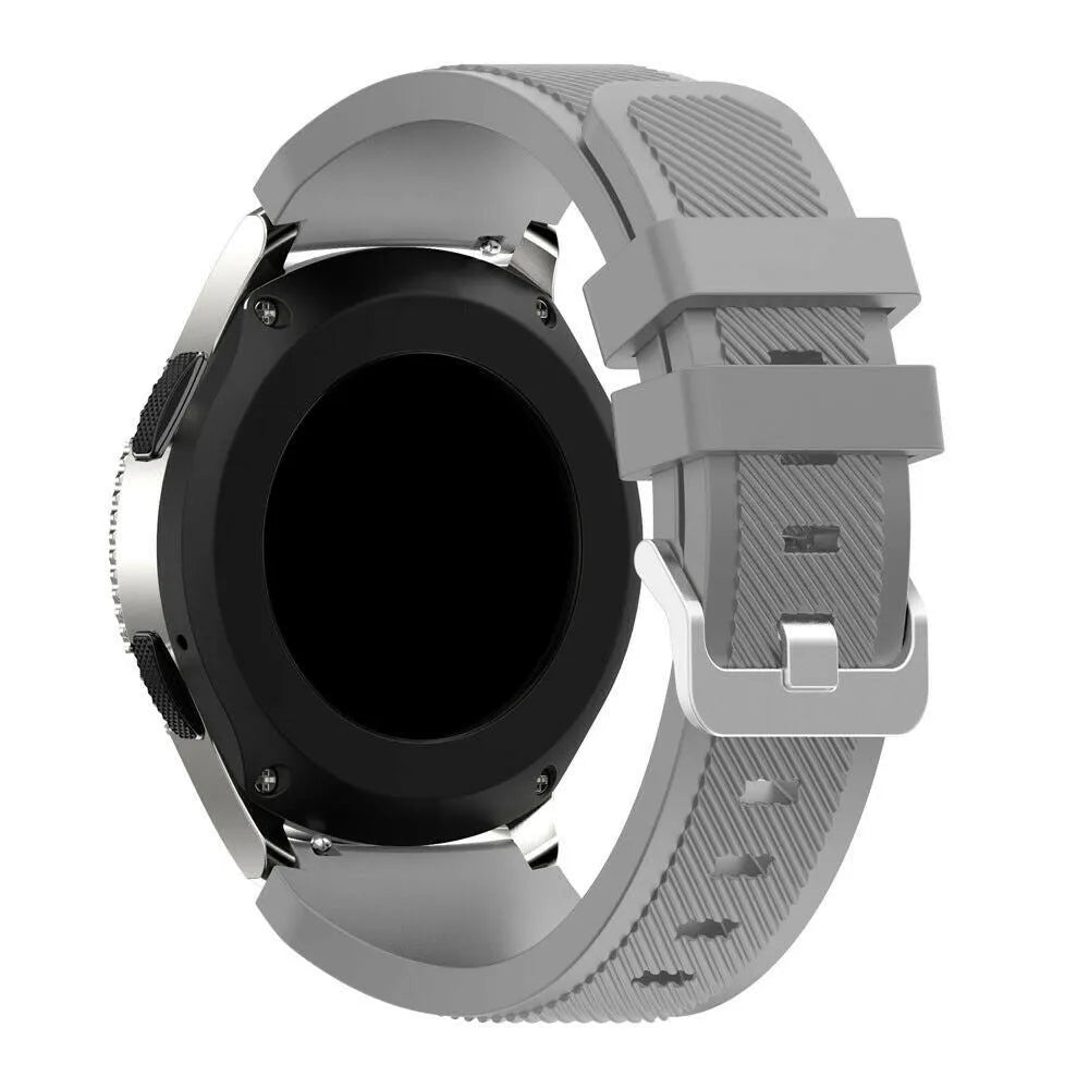 Twill Silicone Strap, grey, on a watch, 3/4 rear view