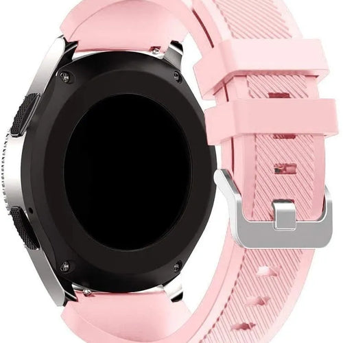 Twill Silicone Strap, pink, on a watch, 3/4 rear view