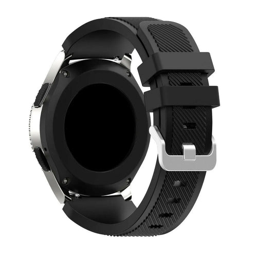 Twill Silicone Strap, black, on a watch, 3/4 rear view