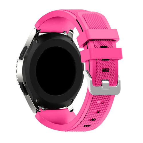 Twill Silicone Strap, bright pink, on a watch, 3/4 rear view