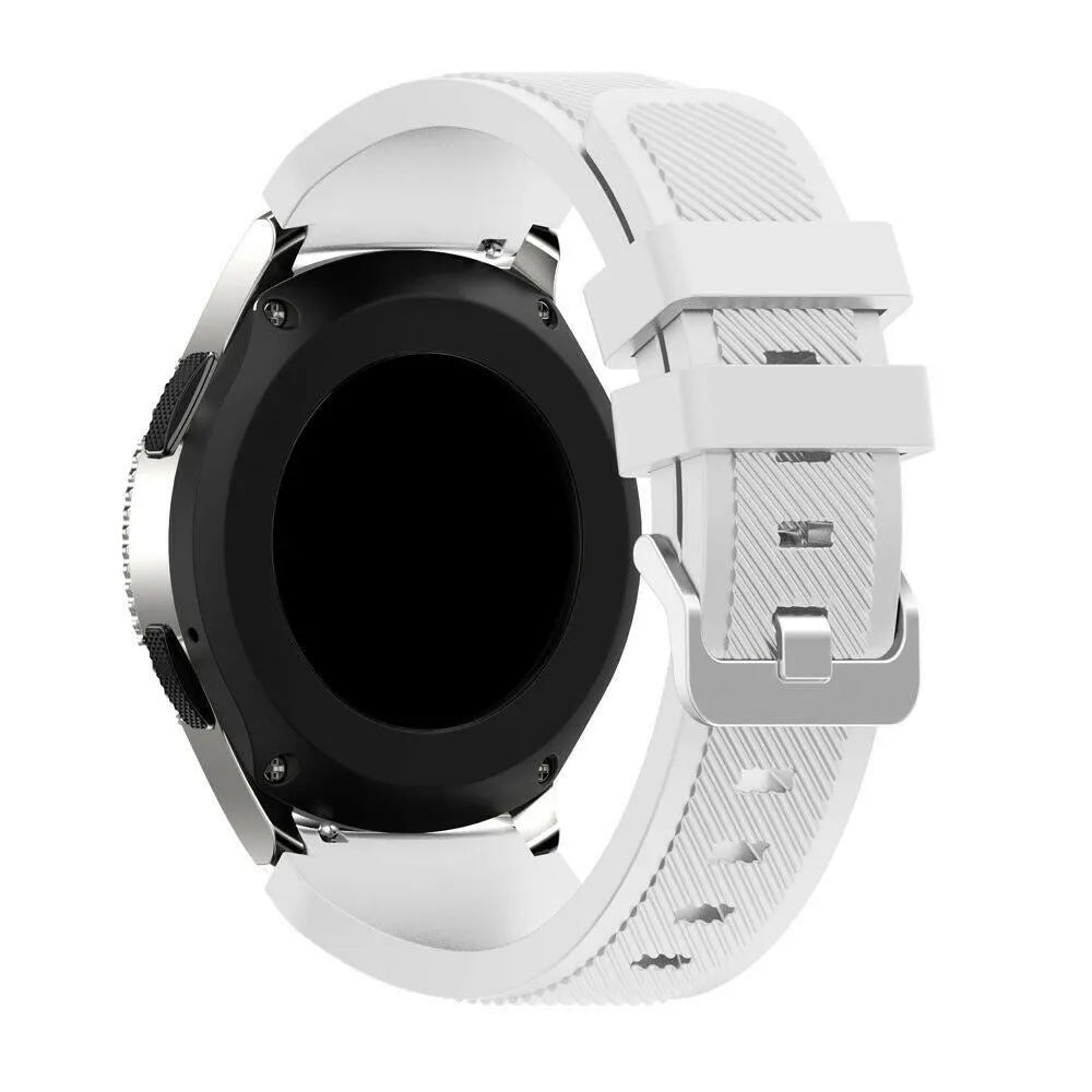Twill Silicone Strap, white, on a watch, 3/4 rear view