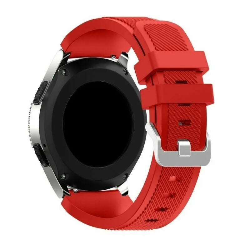 Twill Silicone Strap, red, on a watch, 3/4 rear view