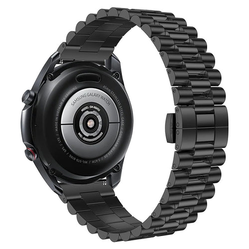 Presidential Steel Strap, black, on a watch, 3/4 rear view