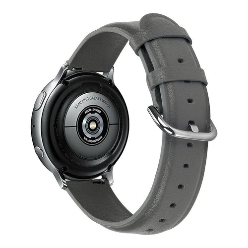 Leather Strap, dark grey, on a watch, 3/4 rear view