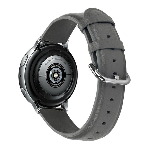 Leather Strap, dark grey, on a watch, 3/4 rear view