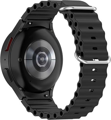 Silicone Ocean Strap, black, on a watch, 3/4 rear view