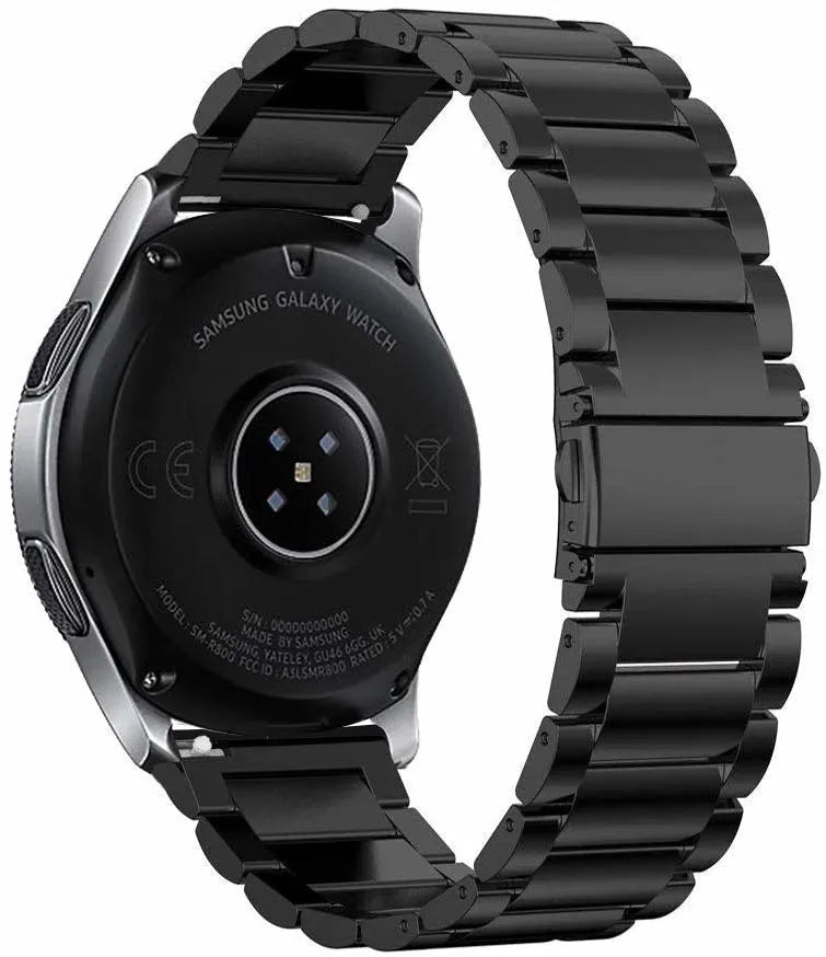 Steel Strap, black, on a watch, 3/4 rear view