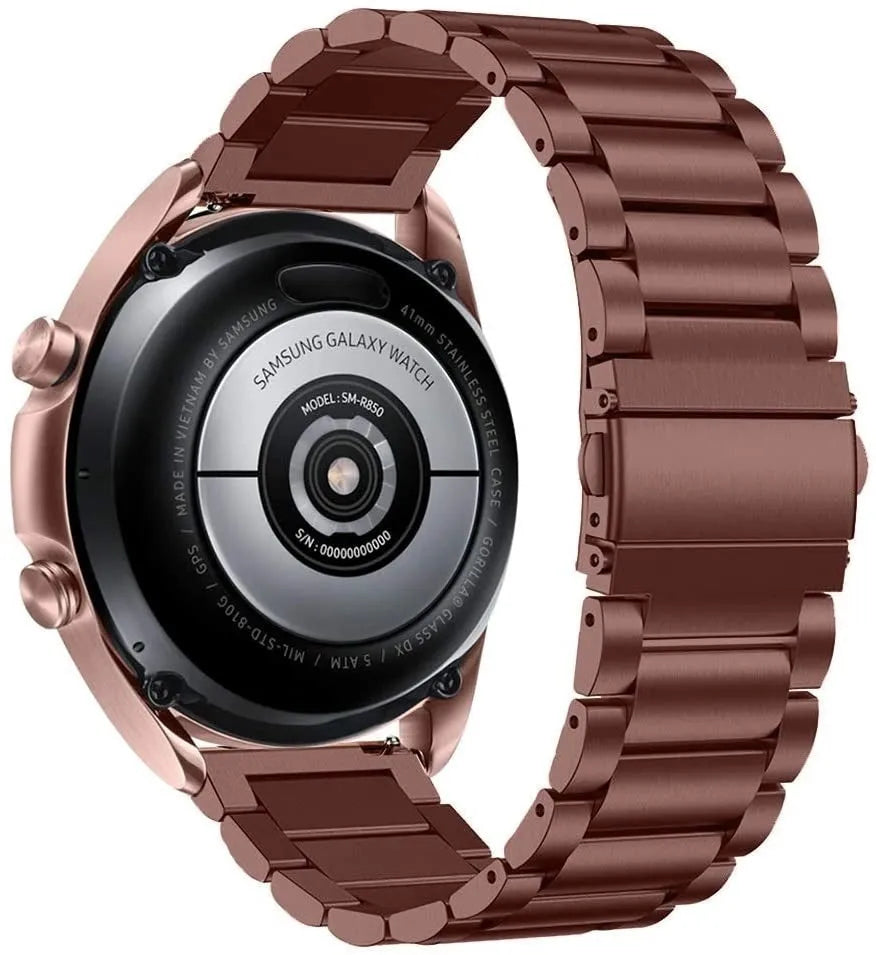 Steel Strap, bronze, on a watch, 3/4 rear view