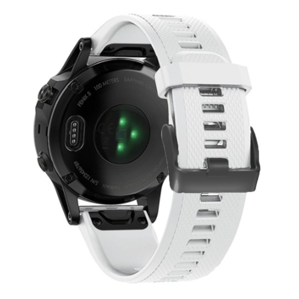 Silicone Strap, white, on a watch, 3/4 rear view