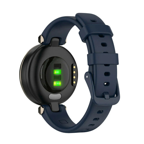 Silicone Strap, dark blue, on a watch, 3/4 rear view
