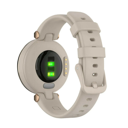 Silicone Strap, grey, on a watch, 3/4 rear view