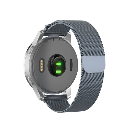 Milanese Strap, grey, on a watch, 3/4 rear view