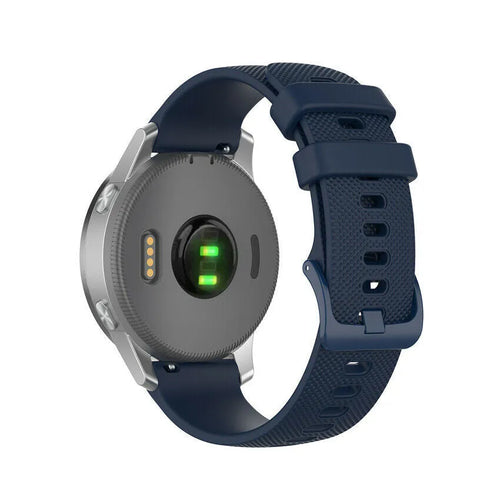 Silicone Sport Strap, dark blue, on a watch, 3/4 rear view