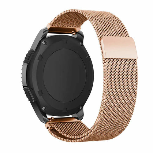 Milanese Strap, rose gold, on a watch, 3/4 rear view
