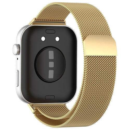 Milanese Strap, gold, on a watch, 3/4 rear view