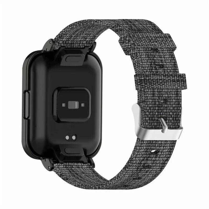 Nylon Canvas Strap, grey, on a watch, 3/4 rear view