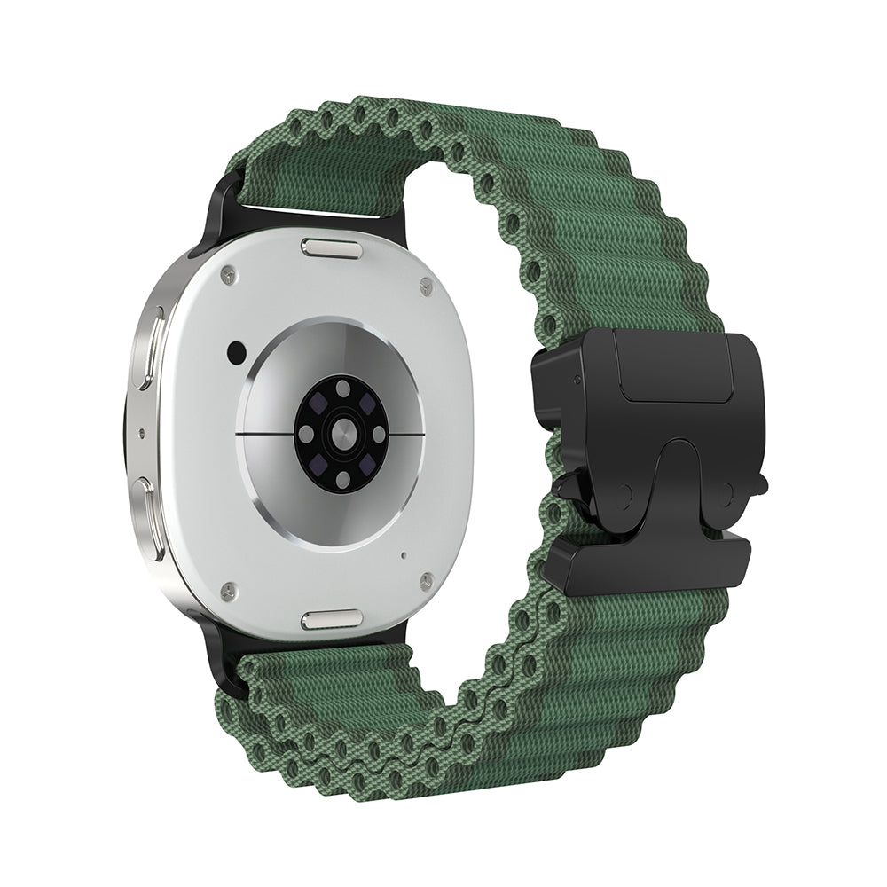 Samsung Galaxy Watch 9 - 44mm Outdoor Nylon Strap with P-Buckle (Green with Black)