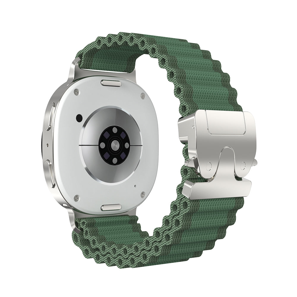 Samsung Galaxy Watch 8 - 44mm Outdoor Nylon Strap with P-Buckle (Green with Silver)