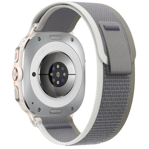 Trail Nylon Strap, grey, on a watch, 3/4 rear view