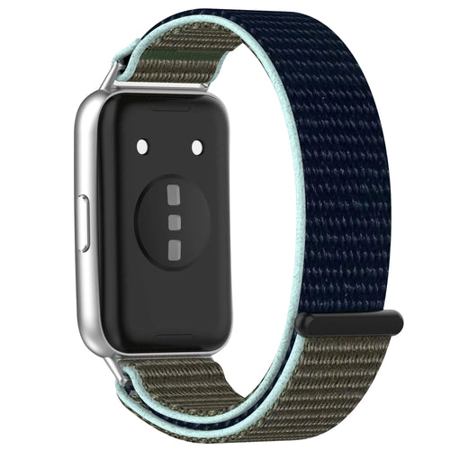 Nylon Strap, grey-blue, on a watch, 3/4 rear view