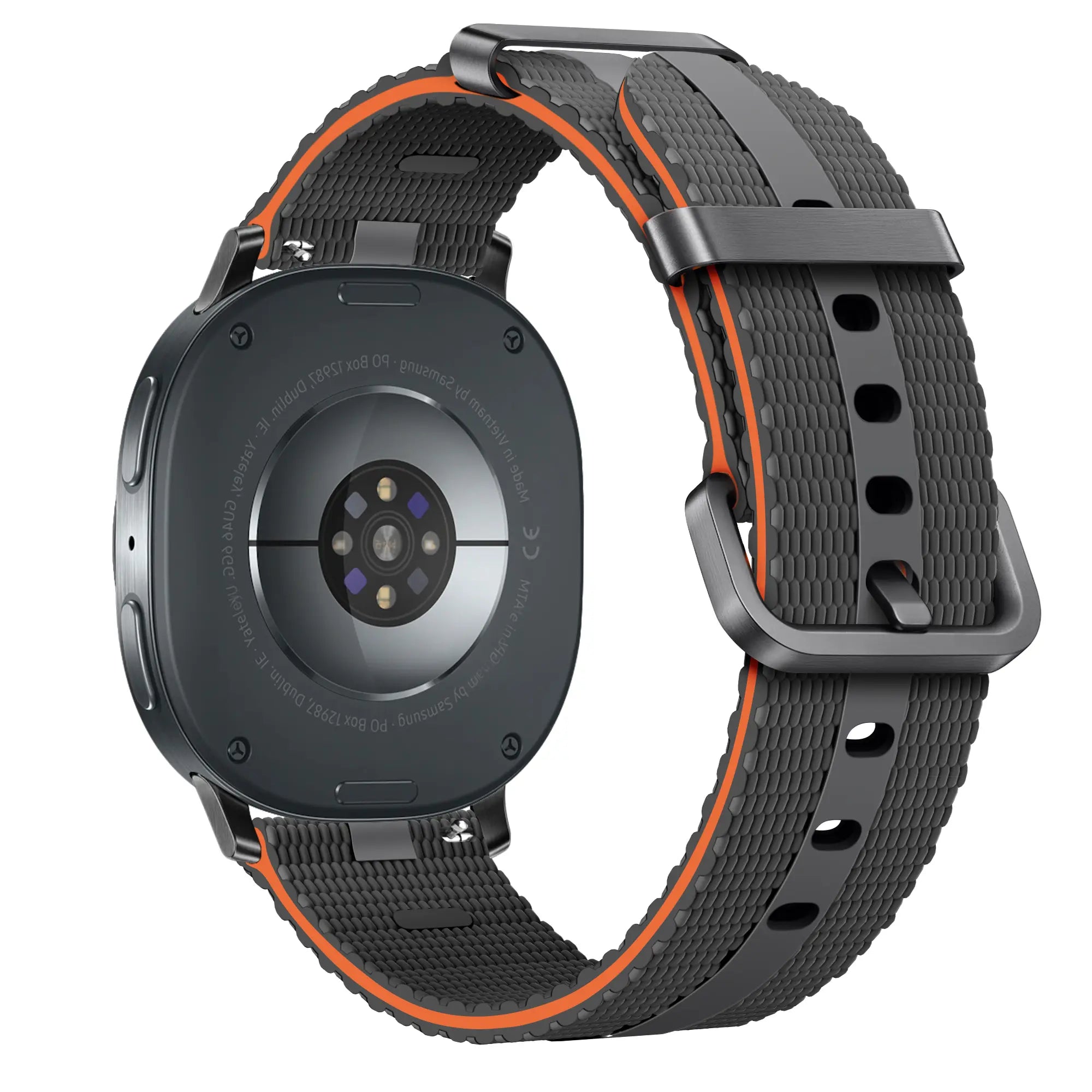 Samsung Galaxy Watch 8 - 44mm Silicone Active Strap (Dark Grey/Orange)