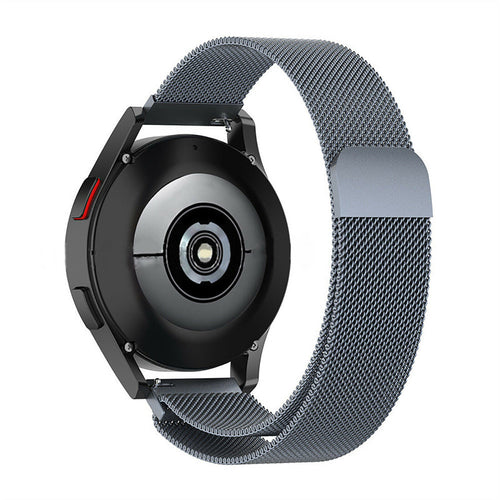 Milanese Strap, space grey, on a watch, 3/4 rear view