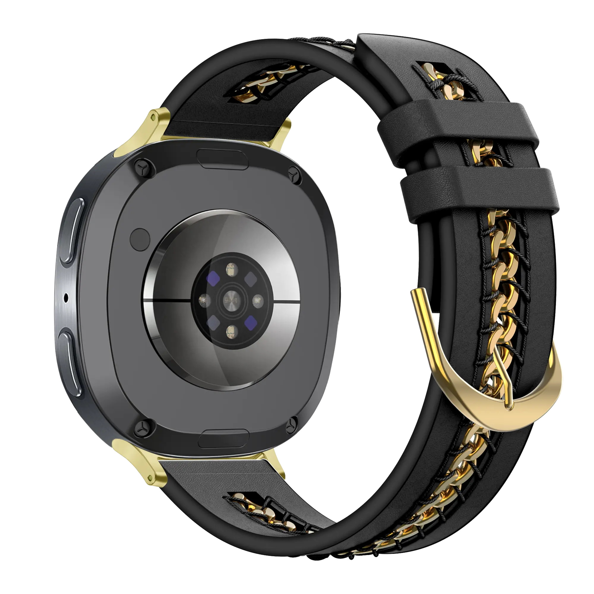 Bandz Samsung Galaxy Watch 8 - 44mm Leather Strap 'Chains' (Black)