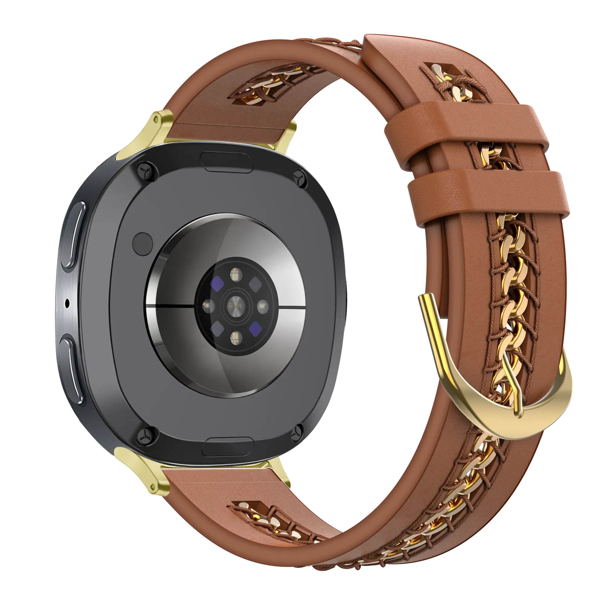Bandz Samsung Galaxy Watch 9 - 44mm Leather Strap 'Chains' (Brown)