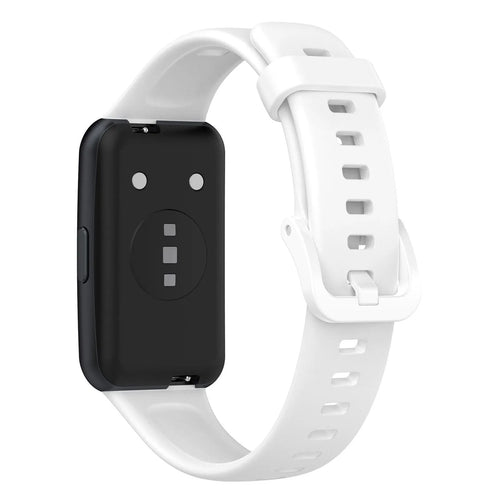 Silicone Strap, white, on a watch, 3/4 rear view