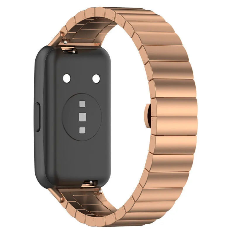 Metal Strap, rose gold, on a watch, 3/4 rear view