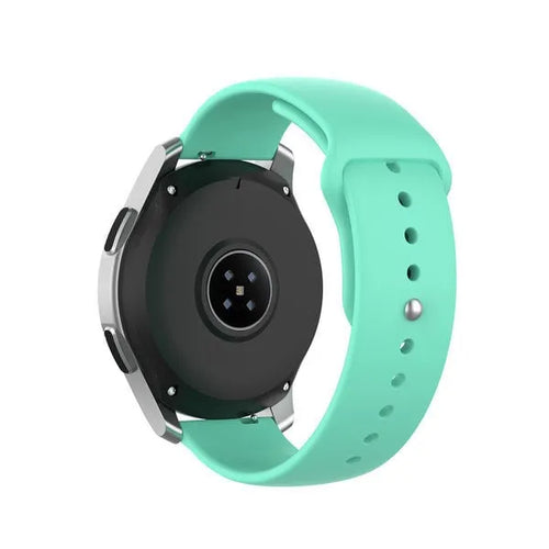 Silicone Sport Strap, aqua, on a watch, 3/4 rear view
