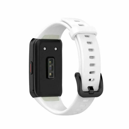 Silicone Strap, white, on a watch, 3/4 rear view
