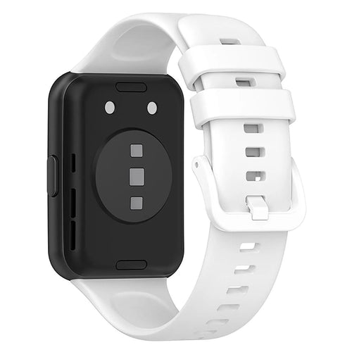 Silicone Strap, white, on a watch, 3/4 rear view