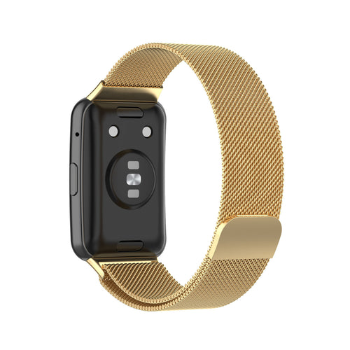 Milanese Strap, gold, on a watch, 3/4 rear view