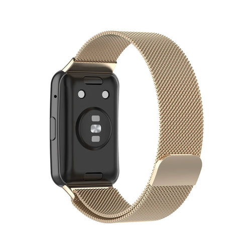 Milanese Strap, champagne, on a watch, 3/4 rear view