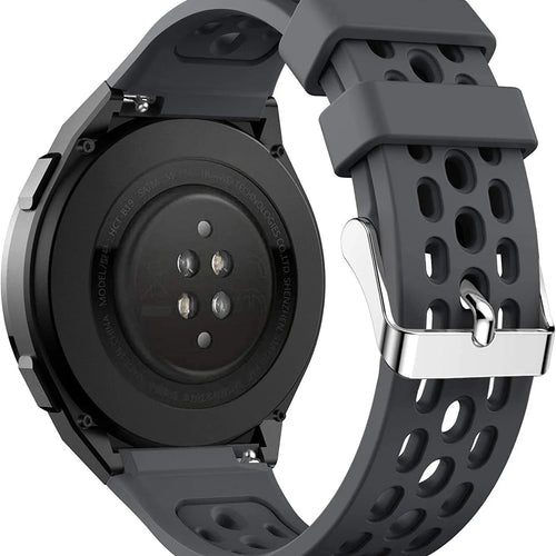 Breathable Silicone Strap, dark grey, on a watch, 3/4 rear view