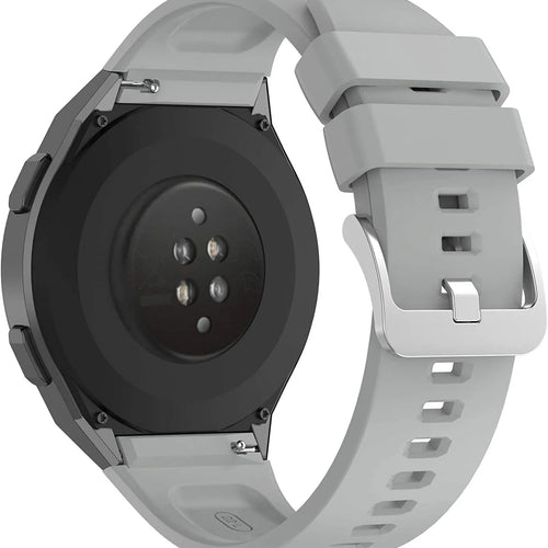 Silicone Strap, grey, on a watch, 3/4 rear view