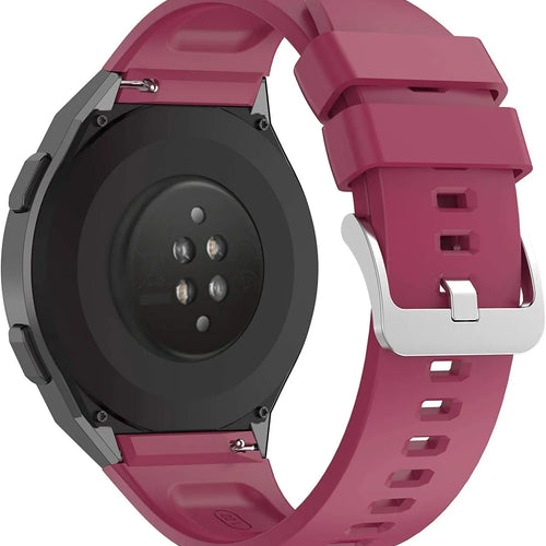 Silicone Strap, burgundy, on a watch, 3/4 rear view