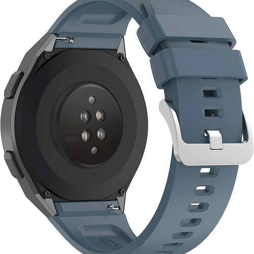 Silicone Strap, grey-blue, on a watch, 3/4 rear view