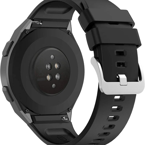 Silicone Strap, black, on a watch, 3/4 rear view