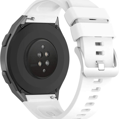 Silicone Strap, white, on a watch, 3/4 rear view