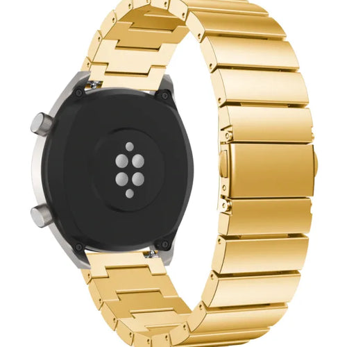 Premium Metal Strap, gold, on a watch, 3/4 rear view