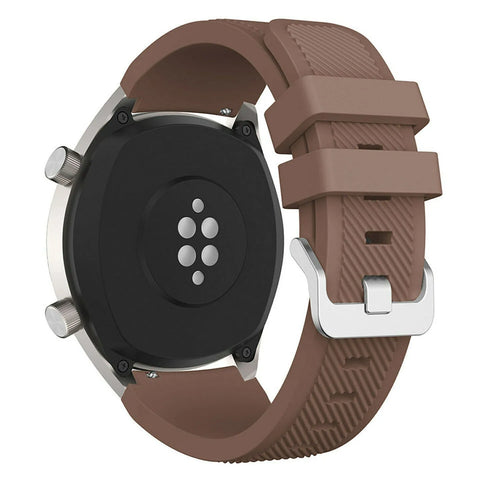 Twill Silicone Strap, brown, on a watch, 3/4 rear view