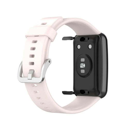 Silicone Strap, light pink, on a watch, 3/4 rear view