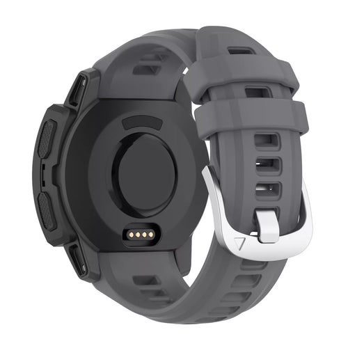 Silicone Strap, dark grey, on a watch, 3/4 rear view