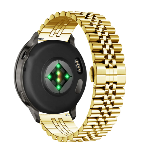 Steel Strap 'Jubilee', gold, on a watch, 3/4 rear view