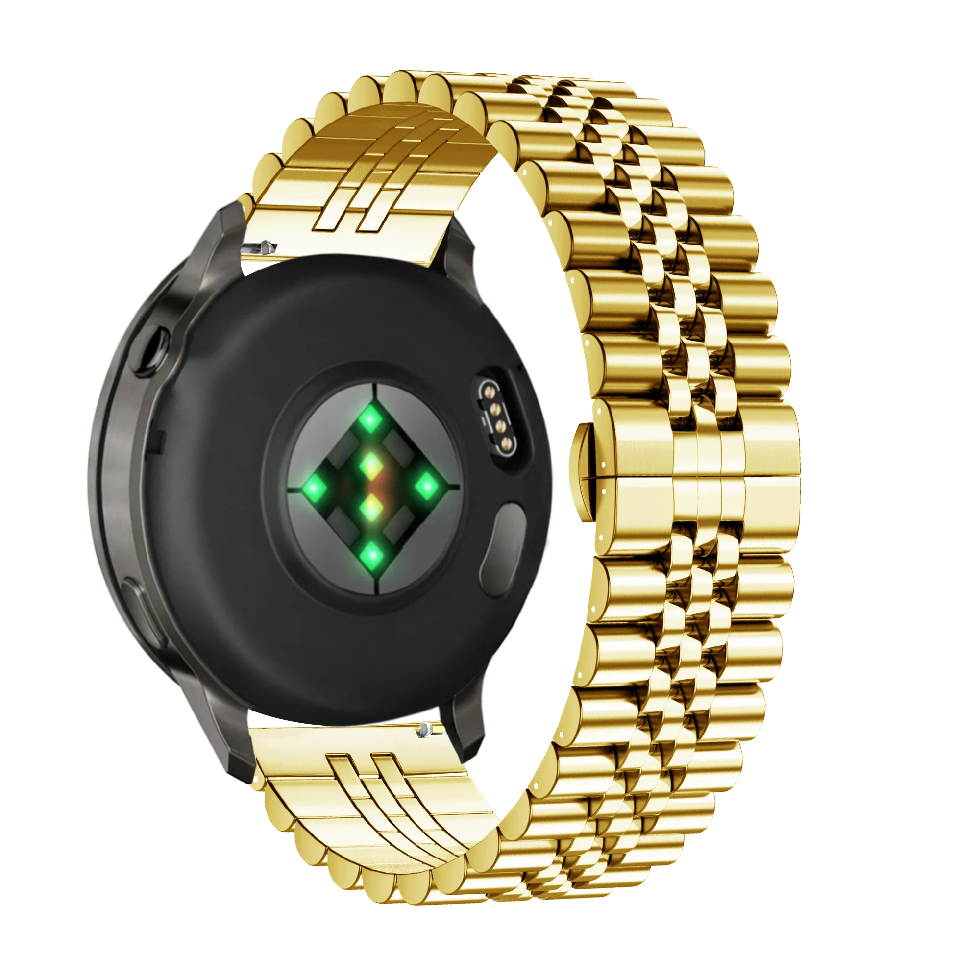 Steel Strap 'Jubilee', gold, on a watch, 3/4 rear view