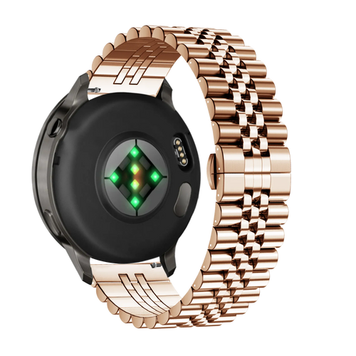 Steel Strap 'Jubilee', rose gold, on a watch, 3/4 rear view